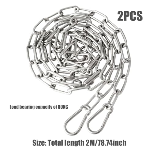 OnIUeZky 2pcs Edelstahlkette für Geflügeltrinker -Feeder 2M Hanging -Kette mit 4 Haken Hochleistungskette für Hühnerfuttermittel Vogelfutterhäuschen Hähnchen -Zubehör Laden 80 kg