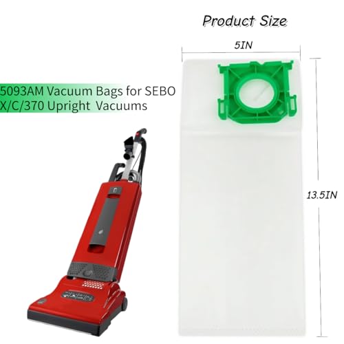 Image of 10-Pack 5093AM Vacuum Bags for SEBO Airbelt X /C /370 Series Upright Vacuums, 4-Layer Ultra Filterbox with Caps #5093AM Vacuum Cleaner Bags 10PCS