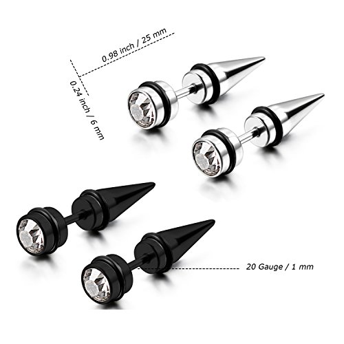 Aroncent 12PCS Stainless Steel Fake Tapers Mens Earrings Illusion Tunnel Cheater Piercing Jewelry Set for Men Women3