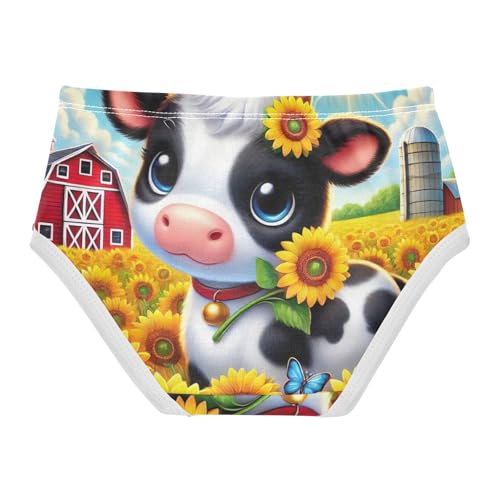 Cartoon Girls Underwear Toddlers 2t Cotton Panties Little Girl Cute Farm Cow Sunflowers Sunlit Underpants Briefs2