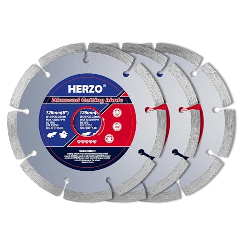 Image of HERZO 125mm Diamond Cutting Disc,125mmx22.23mm,for Cutting Masonry,Brick, Reinforced Concrete and Stone