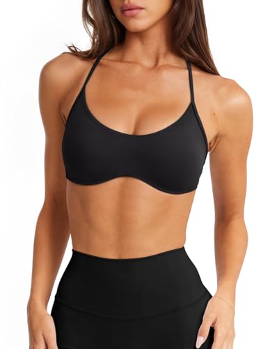 LASLULU Womens Sexy Y Back Sports Bra Padded Racerback Spaghetti Strap Workout Yoga Gym Athletic Bras Tops Bralettes