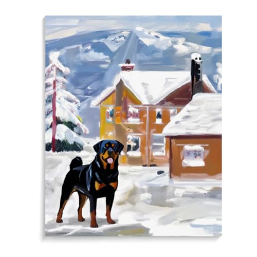 DIY Paint by Number for Adults Beginner Rottweiler Dog Paint by Number on Canvas DIY Oil Painting for Gift Home Wall Decor 20x24inch(50x60cm) Frameless