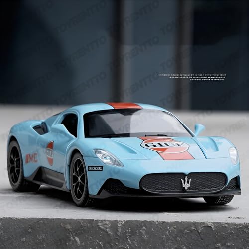 Image of 1:32 Scale Maserati MC20 Die-Cast Pull-Back Toy Car with Sound & Light, Alloy Body Supercar Replica - Stunning Gift for Kids & Collectors