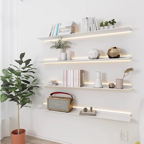 Étagère murale lumineuse blanche pour optimiser le rangement du bureau