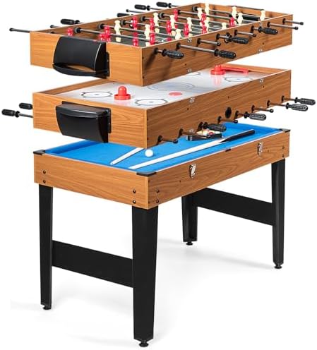 KOTEK Multi Game Table, 3 in 1 Gaming Table w/Foosball, Billiard & Slide Hockey, Combo Game Table for Home, Game Room, Bars, Party, Family Night
