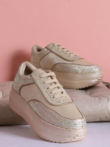 Image of Vendoz Women Wedding Party Bridal Glittery Embellished Sneakers 4041