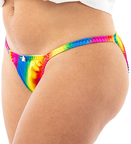 Satini Women's Tanga Bikini Briefs Satin Panties (Rainbow, M) #TOP1