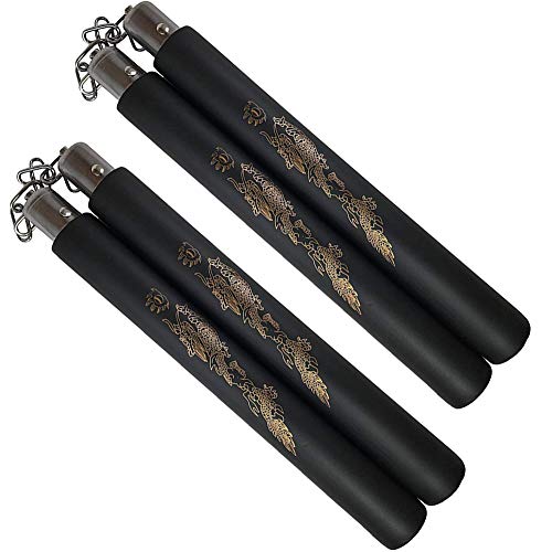 MARCOLO Training Equipment Safety Foam Martial Art Sticks with Swivel Chain for Kids & Beginners Practice and Training (Black)