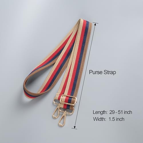 Image of chushui Purse Strap Replacement Crossbody Wide Adjustable, Retro Canvas Stripe Vintage Casual Woven with Gold Hardware 29-51 Inches for Women's Totes Handbags