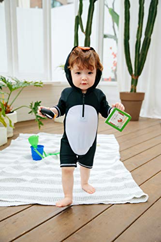 Image of VAENAIT BABY Zip & Snap Rash Guard Swimsuit, UPF 50+ One-Piece Long Sleeve Swimwear, Quick Dry Infant Beach Suit for 0~2T