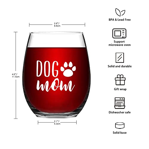 Shendong Dog Mom Wine Glass Dog Mom Glass Novelty Dog Wine Glass Dog Gifts For Dog Mom Mother Dog Lovers Birthday Mothers Day Gifts For Dog Mom From Daughter Son With Gift Box Thicken 15 Ounce White #TOP5