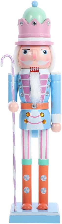 PRETYZOOM Christmas Nutcracker Figurine, 12'' Wooden Pastel Nutcracker Soldier Collectible Keepsake, Festival Fireplace Decoration, Christmas Party Supplies
