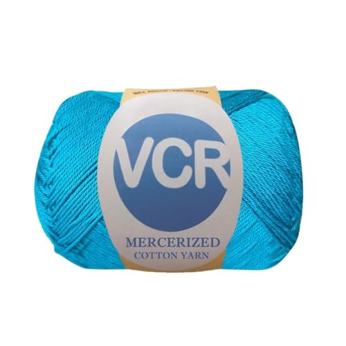 Image of VCR 4 Ply Blue Green 100% Mercerized Cotton Yarn, 60 Grams Hank, 190 Meters Length, Cotton Combed Ball, Smooth and Glossy Crochet Yarn for Crochet and Knitting, Pack of 1, Suitable for DIY Crafts
