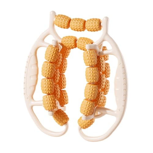 MotiveTech 29 Wheels Massage Roller Leg Roller Multipurpose Exercise Portable Fitness Relaxer Leg Clamp for Wrist Calves Arm Foot Thigh, Orange