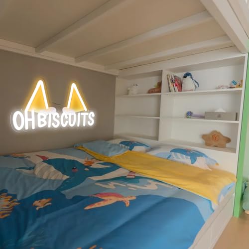 Image of OH BISCUITS Neon Sign for Wall Decor, 11.8 x 6.7 IN, Funny Quote Neon Light with Dimmer, USB Powered LED Neon LED for Bedroom Game Room Bar Kids Room Party Decoration
