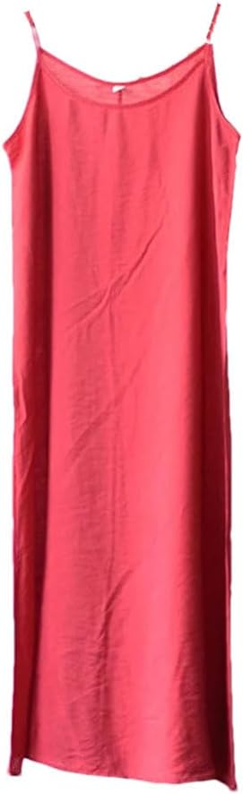 Women Summer Cotton Full Slips Spaghetti Strap Under Dress Long Camisoles Home Nightdress