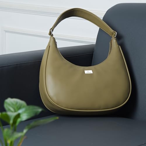 Image of K London Vegan Leather Half Moon Handbag for Girls Suitable for Party, Travel & College Shoulder Bag (Light Green)