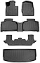 SMARTLINER Floor Mats 3 Rows - Cargo Liner Behind 3rd Row Set Black Compatible with 2020-2023 Explorer 6 Passenger Models w/ 2nd Row Bench Seat