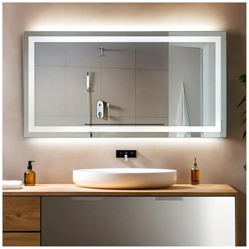 STYLE GLASS Specchio bagno SIVIGLIA 120x70cm, 4000k, Specchio Retroilluminato Bagno Specchi da Parete Cornice Interna LED