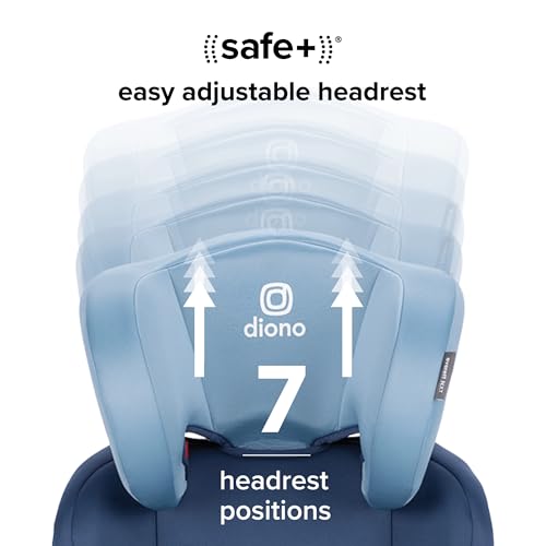 Image of Diono Everett NXT High Back Booster Car Seat with Rigid Latch, Lightweight Slim Fit Design, 8 Years 1 Booster Seat, Blue Surge