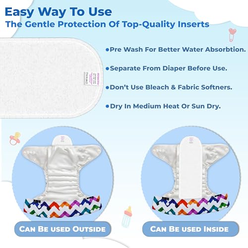 Image of Bembika A Plus Printed Cloth Diaper with 3-Layer Micro Fiber Inserts for Babies Washable & Reusable Cloth Nappies for Baby Leakproof and Wetfree Adjustable Cloth Diapers -(BE2746)