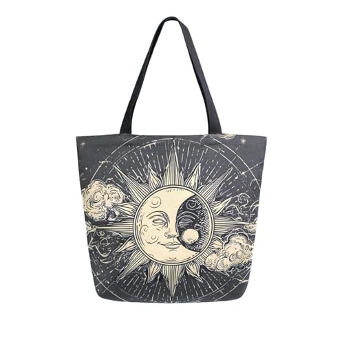 Extra Large Shoulder Tote Bag for Beach Travel Weekender Gym Face Of Sun Moon Starlist Sky Reusable Grocery Canvas Shopping Bag2