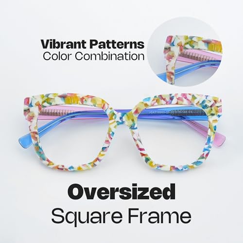 Image of Zeelool Glasses Frame for Women, Square Fashion Eyeglasses Eyewear Frame with Non-prescription Clear Lens & Spring Hinges ZJGA716969-06, Medium, Yellow