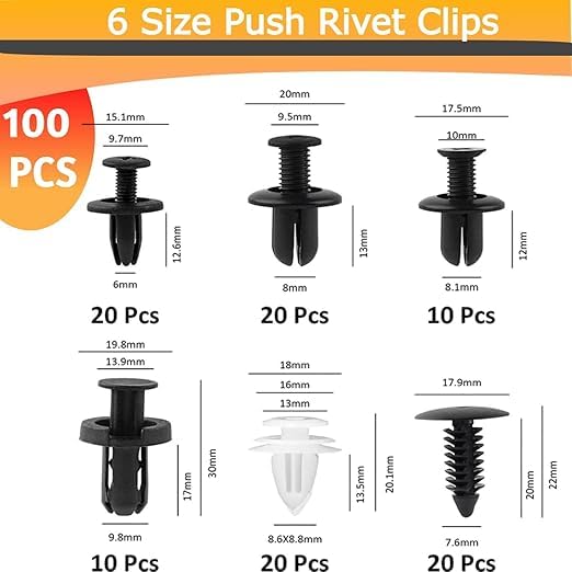Image of 100 Pcs Car Bumper Clips Car Door Plastic Panel hood Clips Removal Car Auto Retainer Rivet Push Fastener Car Clips Universal Fender Bumper Hook Pin Set (100 Pcs Clips)