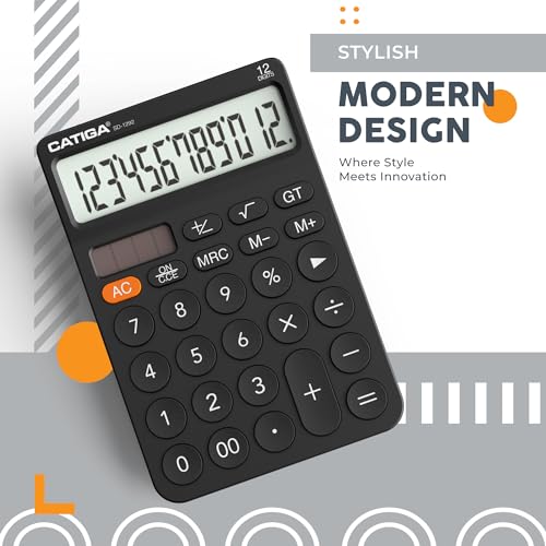 image for CATIGA 12 Digit Desktop Calculator with Large LCD Display, 4 Funtions 