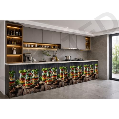 Image of Premium Sink Kitchen Curtain | Waterproof Printed Under Sink Cabinet Curtain for Kitchen Storage & Protection | Stylish Home Decor | (150 x 71 cm) (Bowl, Pack of 2)