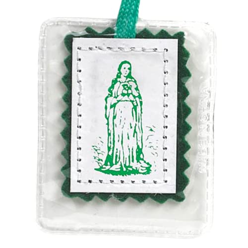 Religious Gifts Immaculate Heart Of Mary Green Laminated Scapular, 18 1/2 Inch #TOP1