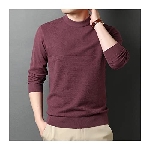 XMAIYIF (Wool) Sweater Autumn and Winter New Men Solid Color Round Neck Sweater Fashion Casual Pullover Sweaters Sweater(Red,XL)