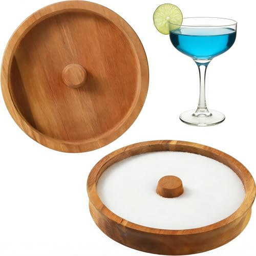 Wood Glass Rimmer for Drinks Margarita Salt Rimmer Cocktail Accessories for Drinks Spicy Margarita Salt Cocktail Garnish Set Salt Rimmer for Margaritas