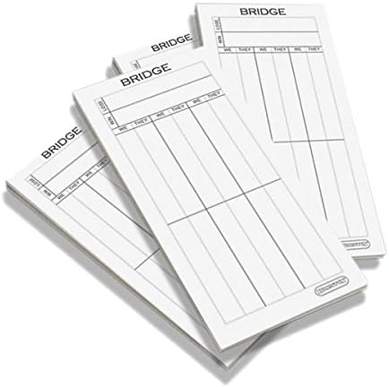 Brimtoy Replacement Bridge Score Pads - Set of 4-50 Sheets per Pad - 22 x 10 cm