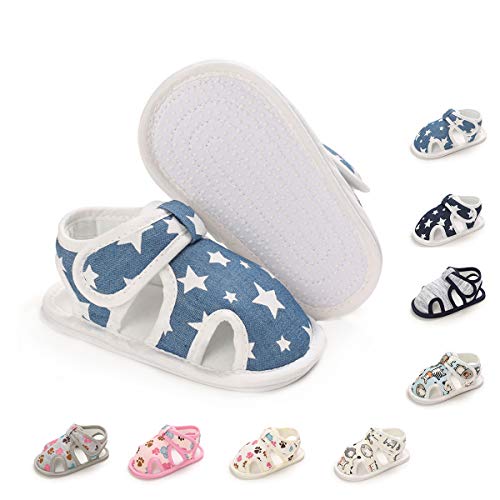 CAKOPEN Infant Baby Boys Girls Sports Sandals Lightweight Breathable Anti-Slip Rubber Sole Outdoor Summer Toddler First Walking Shoes(12-18 Months Toddlert B/Light Blue)