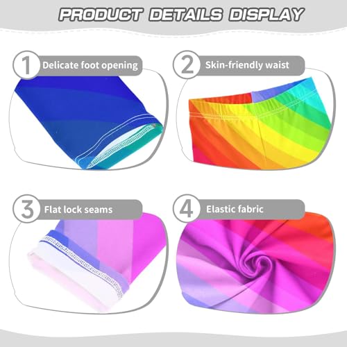 Girls' Leggings Ankle Length Printed Leggings Colorful Rainbow Stripe Soft Comfortable Pants for Kids 4-10 Years4