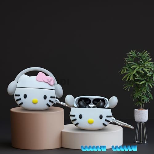 Image of YODI Case Cover for Airpods Pro|Pro 2|Airpods Pro 3|Airpods 4 Pouch, Silicone Cases with Cleaner Kit 360 Drop Protection,Shock-Resistant ([Headphone - White Pink Kitty ], Airpods Pro /Pro 2)