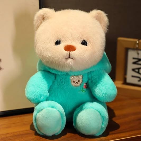 Image of SCOOBA Adorable Hoodie Teddy Soft Toy with Beautiful Dino shap Green Dress (Hoodie Teddy Green)