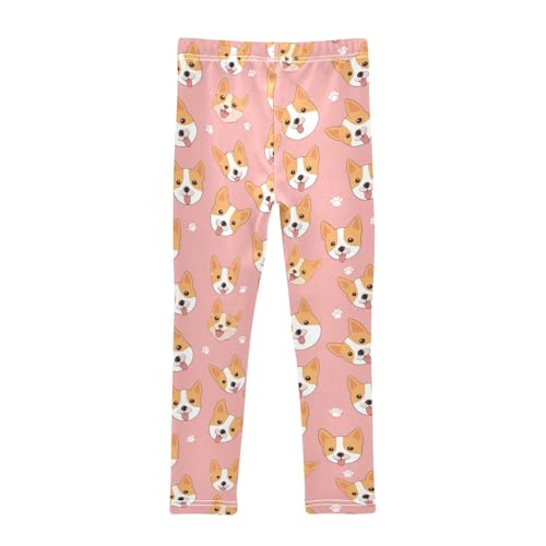 Funny Corgi Girls' Leggings Toddler Doodles Dogs Paws Kids Yoga Pants Dance Active Tights 4T2