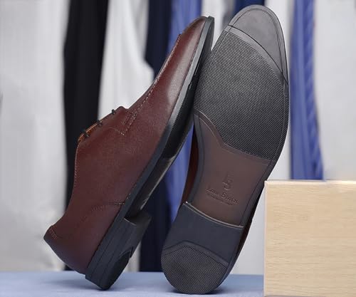 Image of LOUIS STITCH Derby Formal Shoes for Men | Lace-Up Front Cut | Ideal for Business, Casual, Parties (RGFCBU)