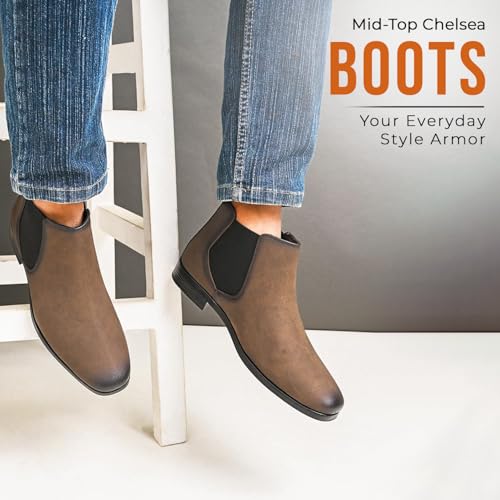Image of STANPHORD Men Glossy Chelsea Ankle Boots | PU Slip-On Block Heel | Casual Party Office Outdoor Wear (TPSG 9536)