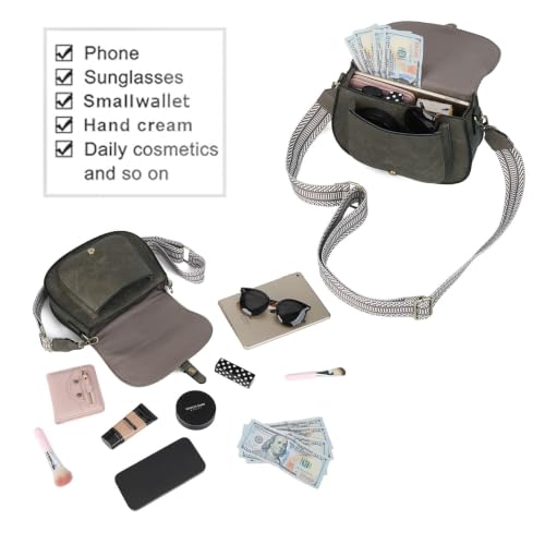 Image of AFKOMST Crossbody Bags for Women,Small Saddle Purse and Boho Cross Body Handbags,Vegan Leather