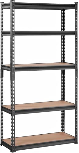 PeakPursuit Storage Shelving Unit, 5-Tier Adjustable Metal Storage Shelves, 30" L x 12" W x 60" H Heavy Duty Garage Storage Shelves for Kitchen Pantry Basement Bathroom Laundry