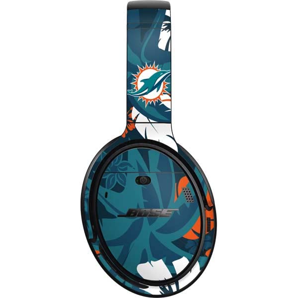 Skinit Decal Audio Skin Compatible with Bose QuietComfort 35 II Headphones - Officially Licensed NFL Miami Dolphins Tropical Print Design