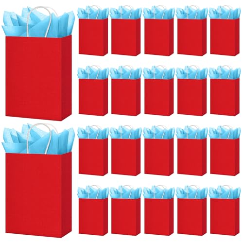 Bolsas de regalo rojas Sweetude de papel para semana del libro con asa y papel de seda