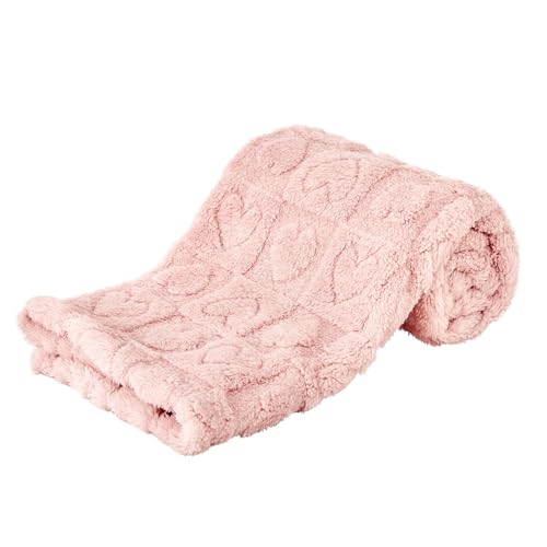 Light Pink Fleece Baby Blanket, Soft & Fluffy Heart Checkered Blanket for Infants & Toddlers, Cozy Receiving Blankets for Crib & Stroller, 30”×40” for Girls & Boys