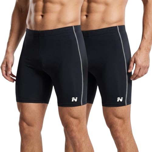 Image of NINQ Mens 2 Pack Polyester Yoga Short Men Summer Running Gym Sports Shorts with Pockets Shorts for Men (in, Alpha, 2XL, Regular, BLACK2)