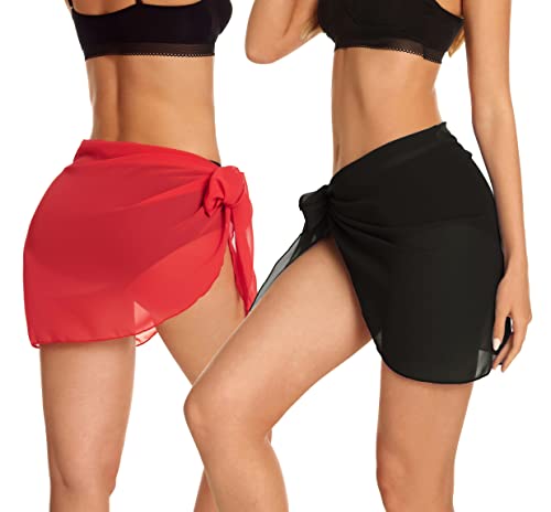 Image of CHICGAL 2 Pieces Women Beach Sarong Bathing Suit Wrap Skirt Sheer Bikini Swimsuit Cover Ups for Swimwear
