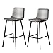 QIANGG Wysokość blatu stołek nordyckie nowoczesne stołki barowe pub krzesło do jadalni bez oparcia ze skórzanym siedziskiem, zestaw 2 mebli wysokie stołki kuchenne krzesła śniadaniowe, wysokość siedziska: 75 cm/30 cali, szary